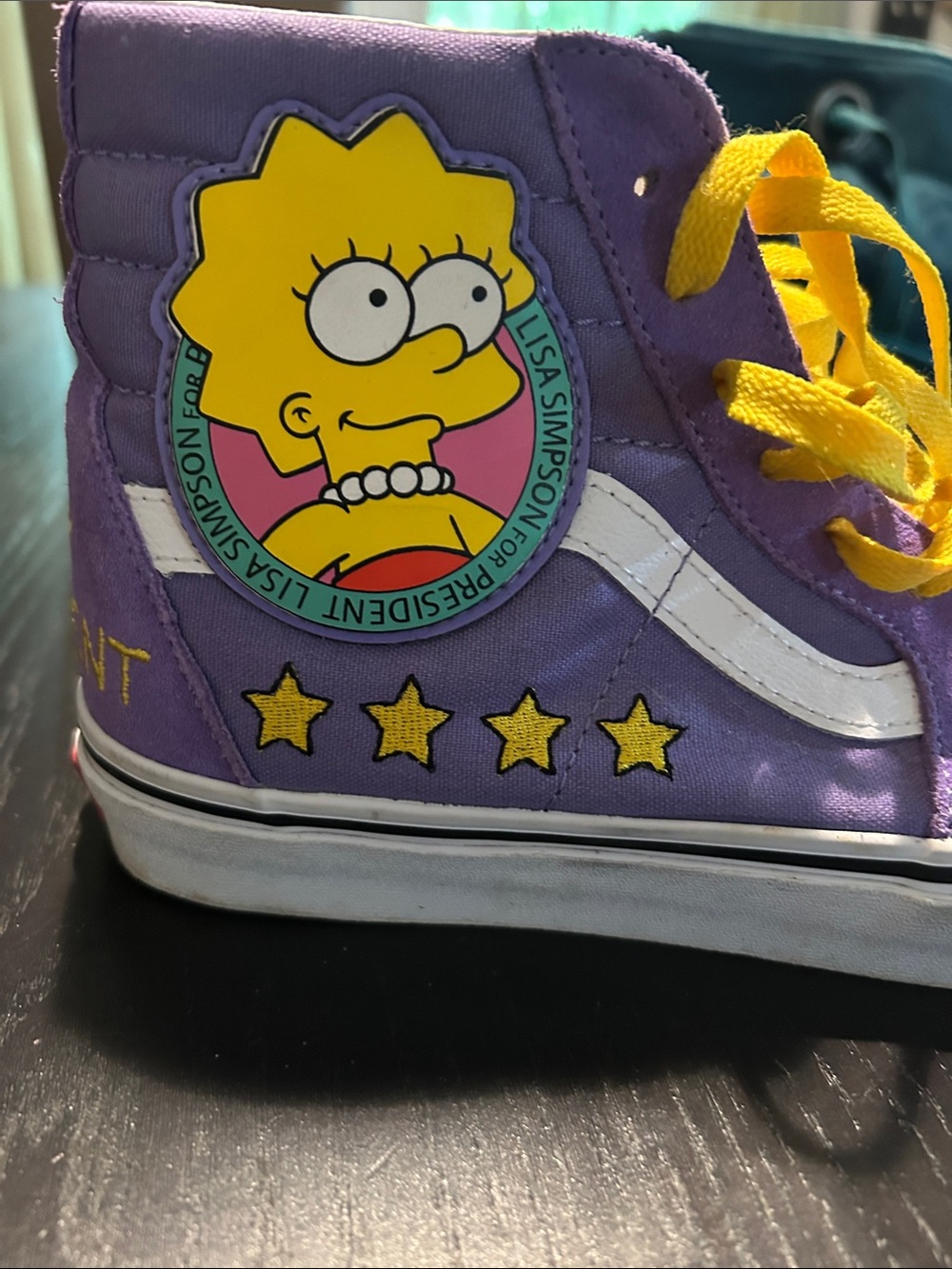 Vans Purple Lisa Simpson High-Top Sneakers with Yellow Accents